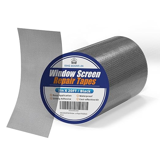 KING MOUNTAIN Black Window Screen Repair Tape, 3inX20FT Heavy Duty Screen by ForABetterHomeLife