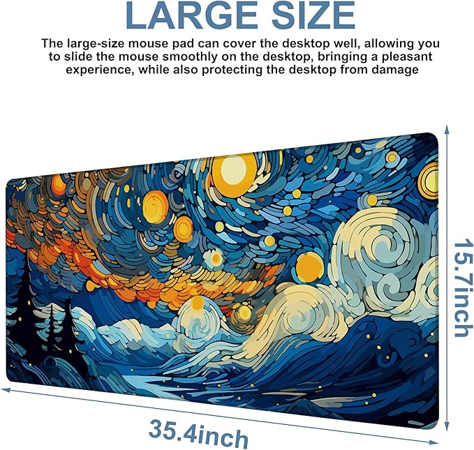 Large Mouse Pad Starry Sky Gaming Desk Pad Computer Keyboard Non-Slip - Image 3