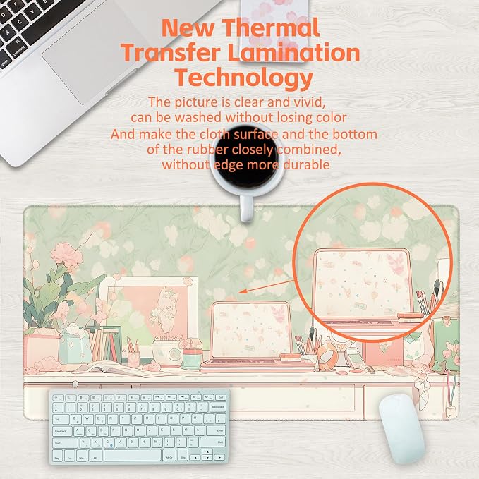 Desk Pad, Kawaii Anime Style Desk Mat, 31.5"x15.7" Extended Big Computer - Image 4