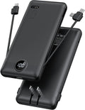 Portable Charger, Power Bank Built-in Cables and AC Wall Plug, VRURC USB C by Home