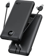 Portable Charger, Power Bank Built-in Cables and AC Wall Plug, VRURC USB C by Home