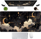 Black and Gold Celestial Desk Mat XXL Extended Gaming Mouse Pad Large Mousepad by LuckyCow