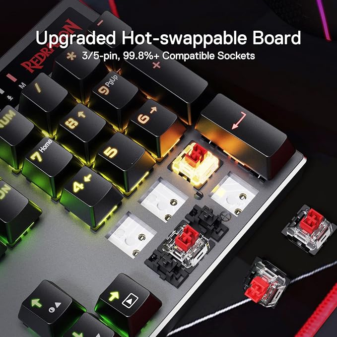 Redragon K556 PRO Upgraded Wireless RGB Gaming Keyboard, BT/2.4Ghz Tri-Mode - Image 2