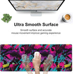 Abstract Grunge Elements Desk Mat, Large Neon Color Patterns Gaming Keyboard - Image 5