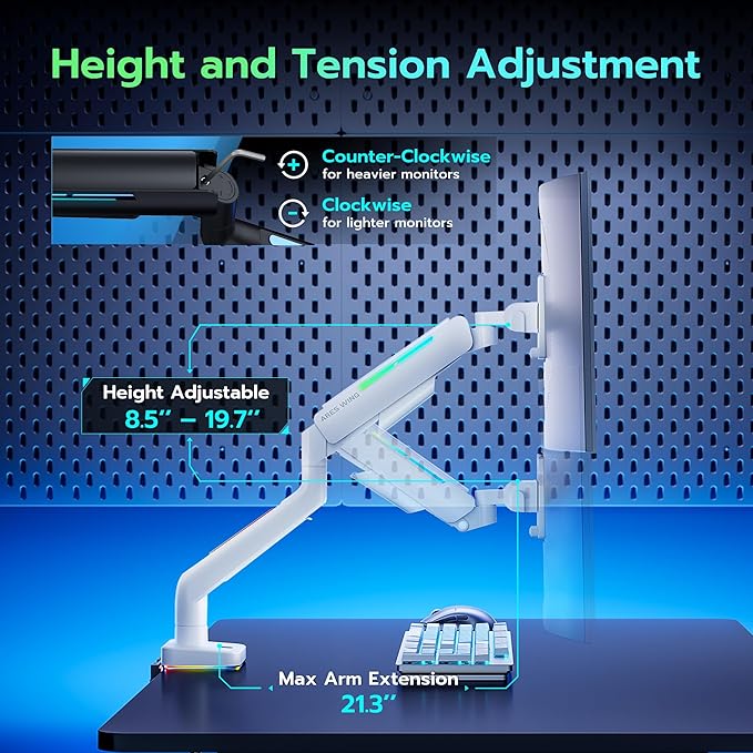 Ultrawide Monitor arm for 17-49'' Heavy Duty Screen up to 44lbs, Gas Spring - Image 7