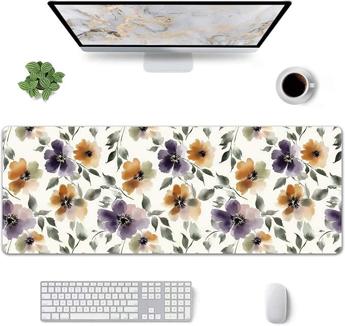 Watercolor Floral Large Mouse Pad, Gaming Keyboard Desk Pad, Extended Mouse Mat - Image 2