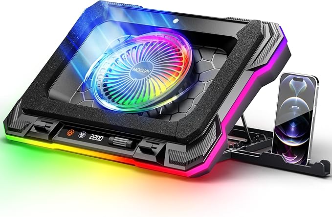MOOJAY Laptop Cooling Pad Powerful Turbo Fan RGB Gaming Notebook Cooler by MOOJAY