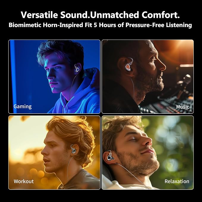 MS2 PRO in-Ear Monitor, 10.2mm Dual-Magnetic Drivers 1DD+1BA Hybird IEMs Wired - Image 8