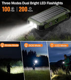 Army Green Solar Power Bank 42800mAh, 15W Wireless Portable Charger - Image 7