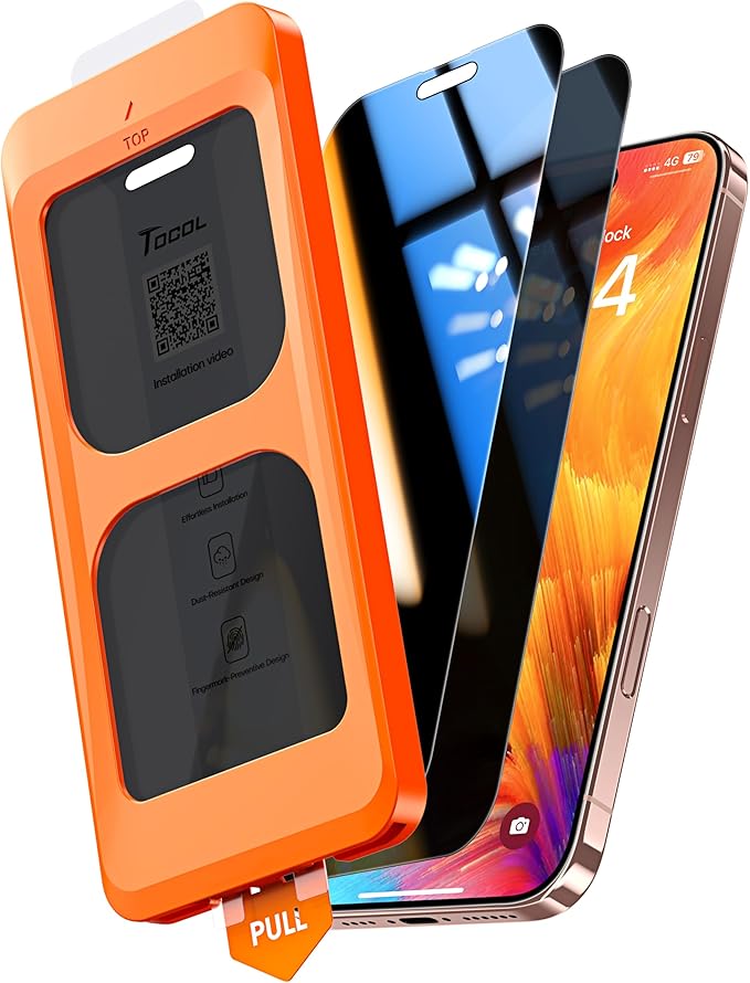 TOCOL for iPhone 16 Pro Max Privacy Screen Protector True 25°Anti Spy 9H+ by TOCOL