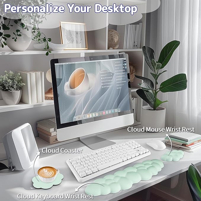 Cloud Wrist Rest Keyboard, Cloud Keyboard Wrist Pad Set - Image 2