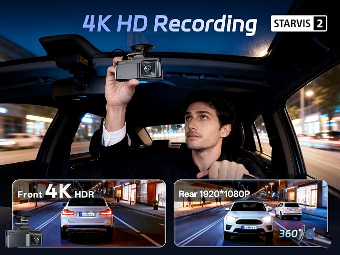 Pelsee 4K Dash Cam Front and Rear, STARVIS 2 Sensor, Dash Camera - Image 2