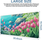 Large Mouse Pad Blooming Tulips Gaming Desk Pad Computer Keyboard Non-Slip - Image 3