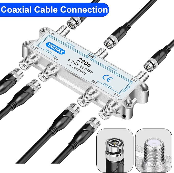 Coaxial Cable Splitter, Support 10-2602MHz, RG6 RG59 Coax Compatible, Work - Image 6
