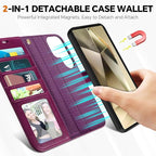 TUCCH Case Wallet for Galaxy S25 Ultra, 2 in 1 Magnetic PU Leather Wrist Strap - Image 3
