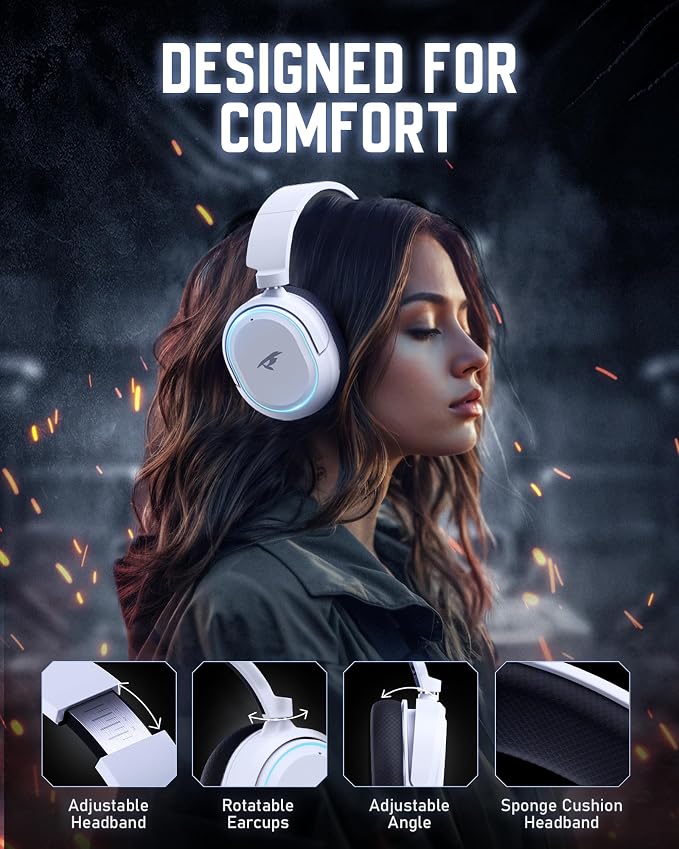 Wireless Gaming Headset, 7.1 Surround Sound, 2.4GHz USB Gaming Headphones - Image 8
