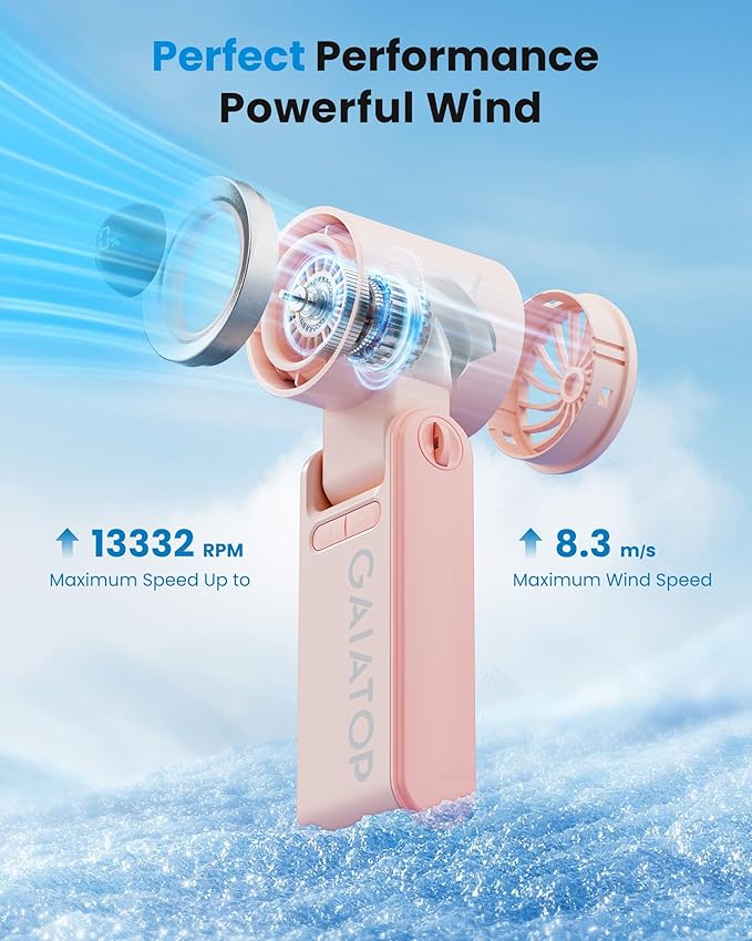 Gaiatop Portable Handheld Mini Fan, 21 Working Hours 6 Speeds, Rechargeable - Image 2