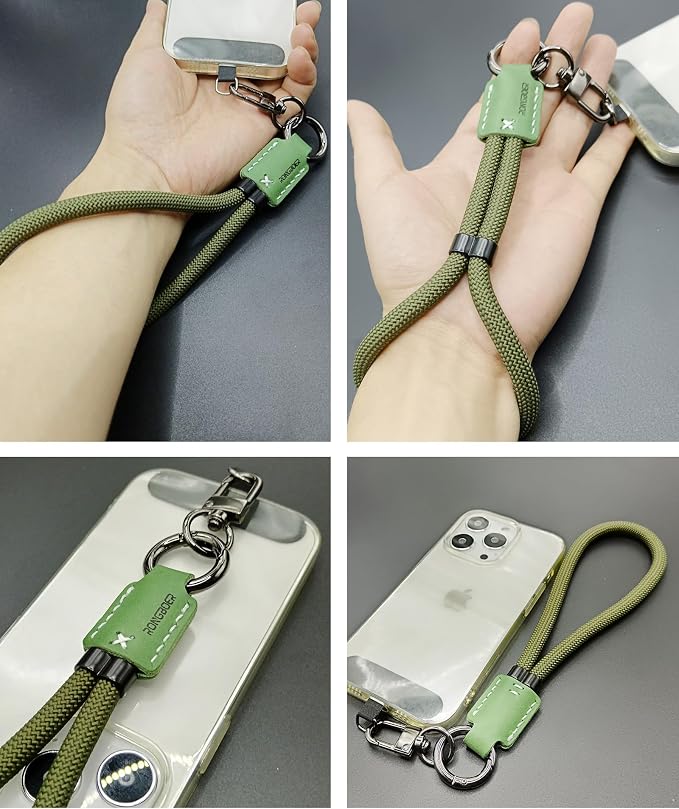Handmade Cowhide Leather Phone Wrist Strap, Universal Adjustable Key Lanyard - Image 2