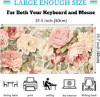Cute Floral Desk Mat Pastel Roses Gaming Mouse Pad XXL Large Extended Flowers - Image 3