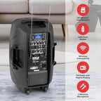 Pyle Wireless Portable PA Speaker, 1000W Bluetooth Loudspeaker, 12” Subwoofer - Image 3