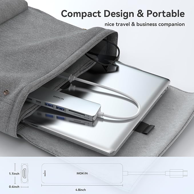 MOKiN 7 in 1 USB C Dongle with HDMI, SD/TF Card Reader, Data Port, 100W PD - Image 7