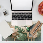 Desk Pad, Elegant Hummingbird Desk Mat, Oil Painting Flowers and Leaves Large - Image 7