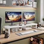 WESTREE Dual Monitor Stand Riser, Wood and Steel Monitor Stand Riser, Computer - Image 5