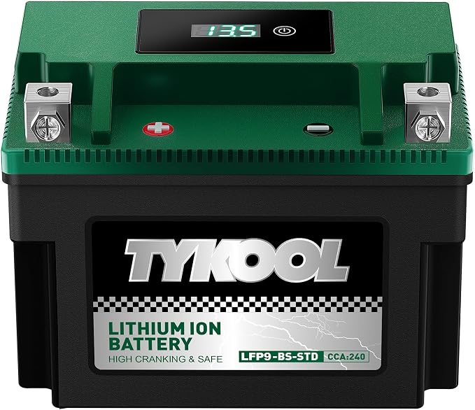 TYKOOL YTX9-BS -STD 240CCA Lithium LiFePO4 Motorcycle Battery, 2X Cranking Amps by TYKOOL