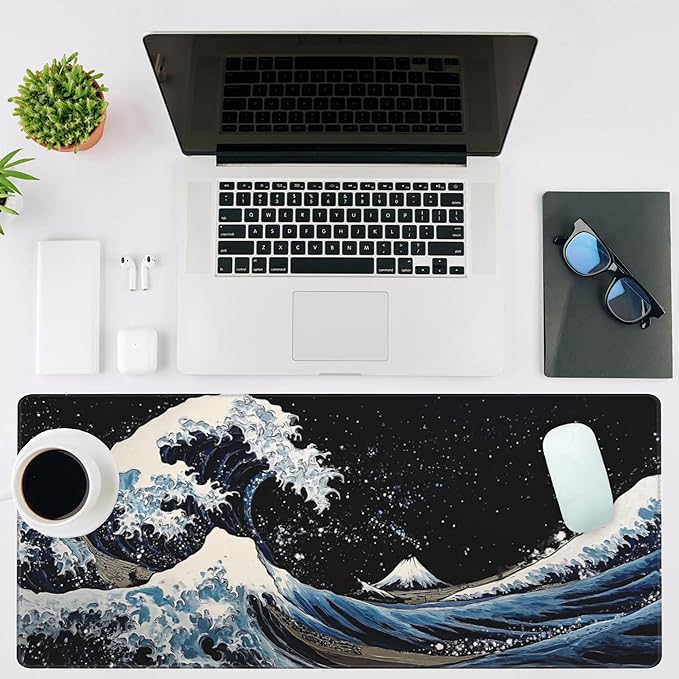 Mouse Pad Large Wave in The Night Sky Non-Slip Game Desk Mat - Image 2