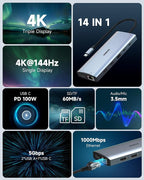 Triple Monitor Docking Station, 14-in-1 USB C Hub - Image 7