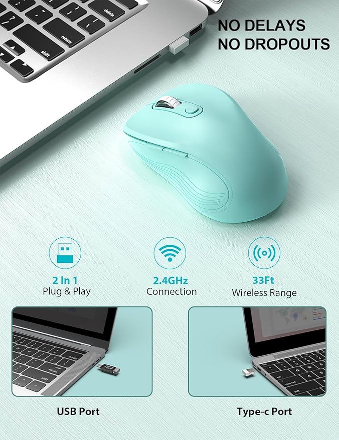 Trueque Wireless Mouse for Laptop, 2.4GHz Ergonomic Computer Mouse - Image 2