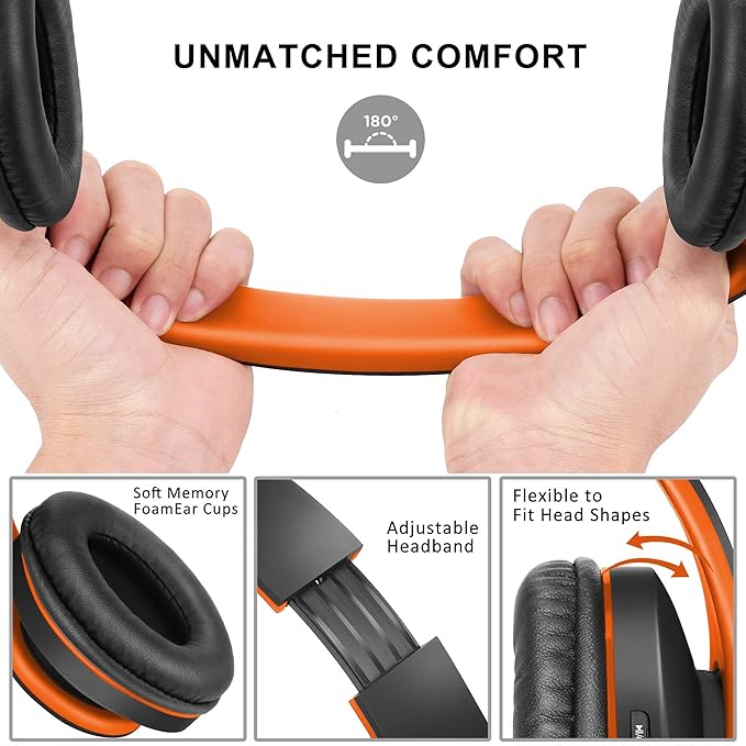 ZIHNIC Bluetooth Headphones Over-Ear, Foldable Wireless and Wired Stereo - Image 2