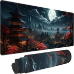 Japanese Full Moon Large Mouse Pad, Gaming Keyboard Desk Pad, Extended Mouse by BAHDSISFA