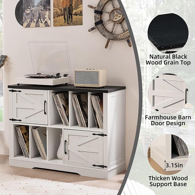 Large Record Player Stand with Vinyl Storage Up to 450 Albums, 39 Inch - Image 6