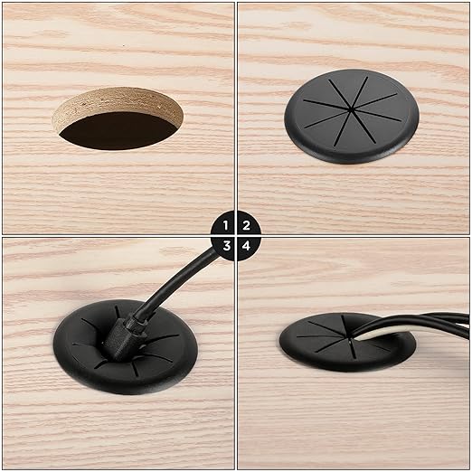 HYCC 2 Pack 2-3/8 Inch Flexible Desk Grommet, Organize Wires and Cables on - Image 5