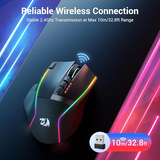 Redragon Wireless Gaming Mouse, Ergonomic Mouse 16000 DPI - Image 2