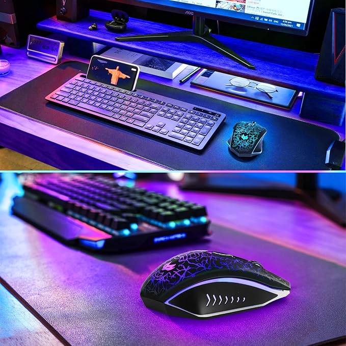 Wireless Gaming Mouse, Rechargeable Wireless Computer Mouse, 7-Color LED Light - Image 7