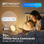 Emerson SmartVoice 2-in-1 Dual Smart Wall Plug Outlet, Voice Control, No WiFi - Image 3