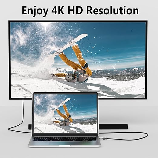 4K USB C to DVI Cable 10FT, USB Type-C to DVI-D Adapter Cord, Compatible - Image 2