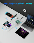 Aluminum Alloy USB C Charger 260W GaN Fast USB C Charging Station 7 Ports 65W - Image 4