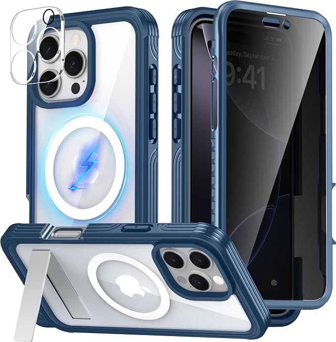 360° Protection Magnetic for iPhone 16 Pro Case Built-in 9H Privacy Screen by Unknown