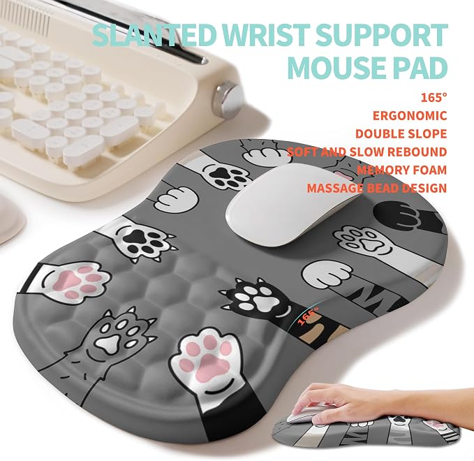 2-in-1 Ergonomic Set, Wave Rise Keyboard Wrist Rest and Massage Bulge Slope - Image 3