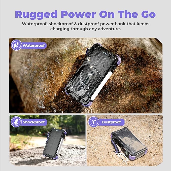 BLAVOR Solar Power Bank 20000mAh Built-in Cables, Wireless Charger - Image 6