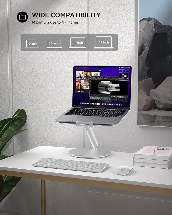 LULULOOK Laptop Stand for Desk 2025, 360 Rotating Adjustable Laptop Riser - Image 7