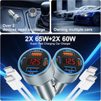 iPhone Fast Car Charger, 65W 4-Port USB C Car Phone Charger Adapter - Image 2