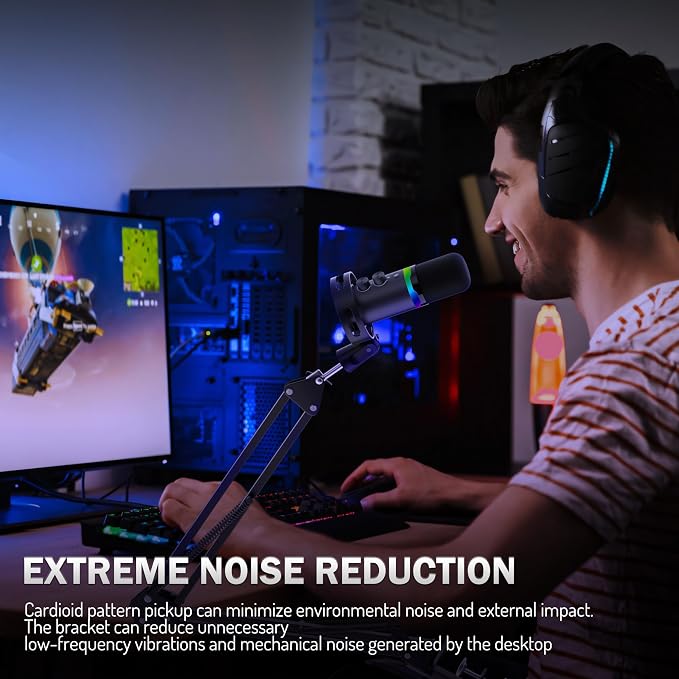 JUOPIEA XLR/USB Gaming Microphone Kit, Dynamic Mic - Image 7