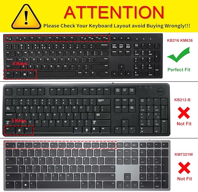 Keyboard Cover for Dell KB216 KB216b KB216t KB216d KB216p Wired & KM636 & Dell - Image 2
