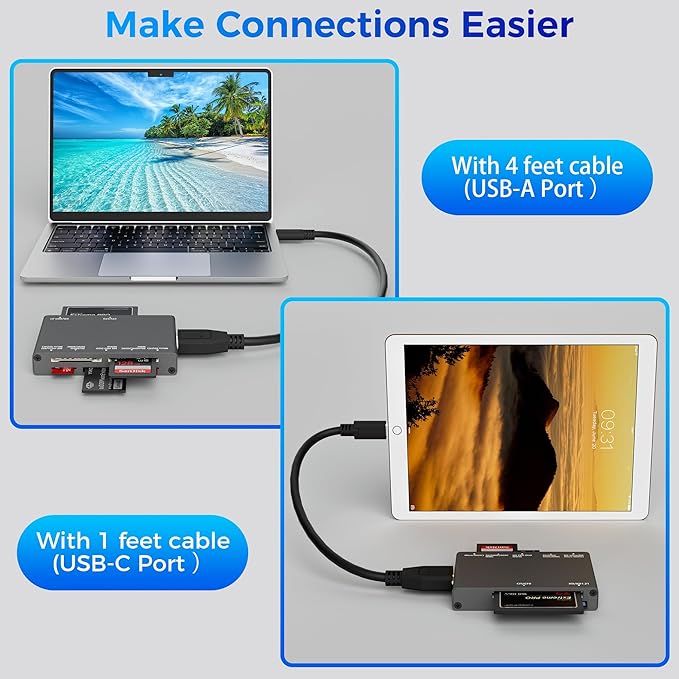 7-in-1 Multi Memory Card Reader, USB 3.0 SD Card Reader Writer Read 7 Cards - Image 3