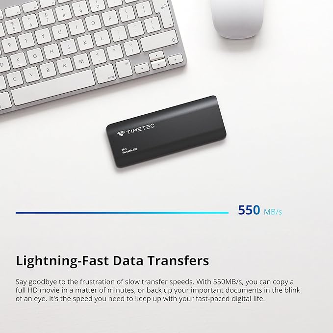 Timetec 512GB Portable External SSD USB3.2 Gen2 Type C Up to 550MB/s - Image 2
