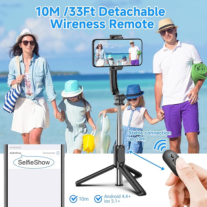 SelfieShow Selfie Stick, Extendable Selfie Stick Tripod - Image 3